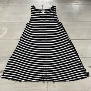Loft Outlet Sleeveless Black White Striped Dress A-Line Midi Generous Sized S